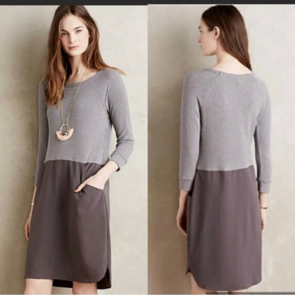 Anthropologie Amadi Lea Colorblock Dress in Grey